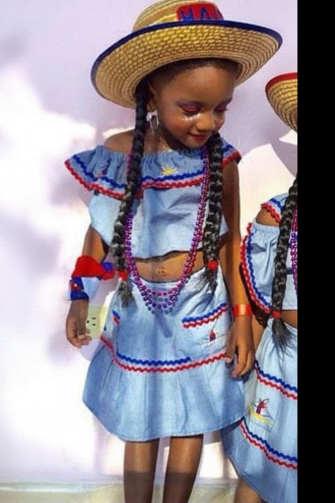 Custom Two Piece Skirt Set (red/blue)