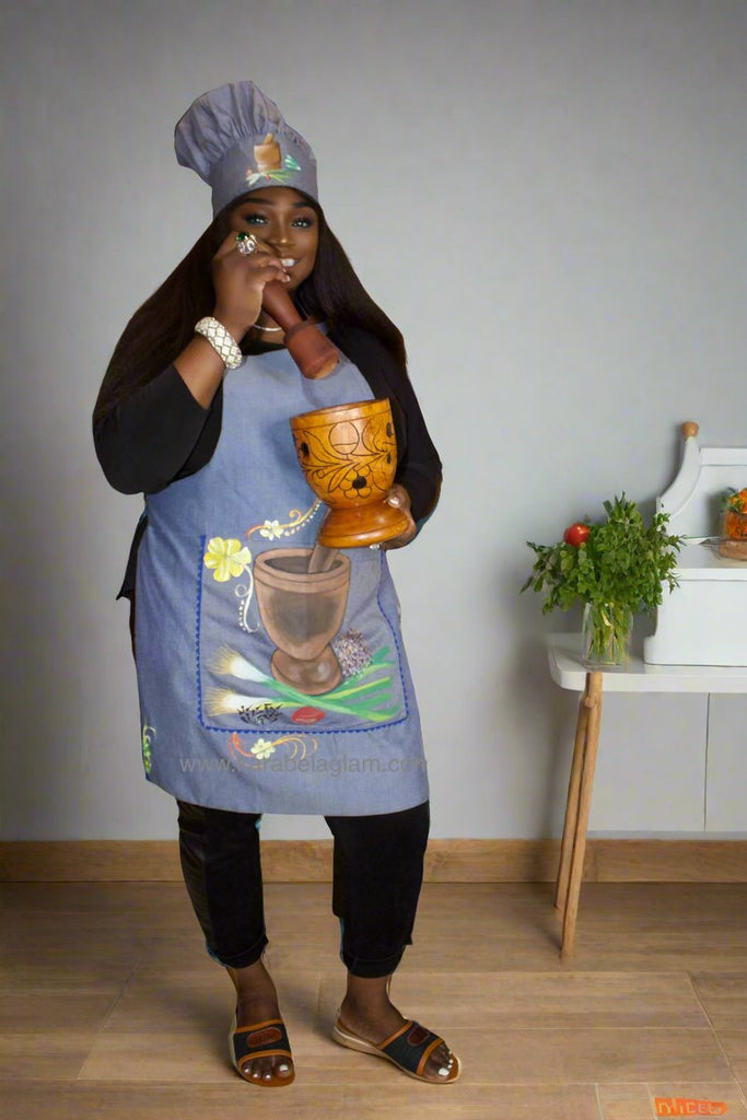 Hand-Painted Karabela Apron: PILON w/Chef Hat!